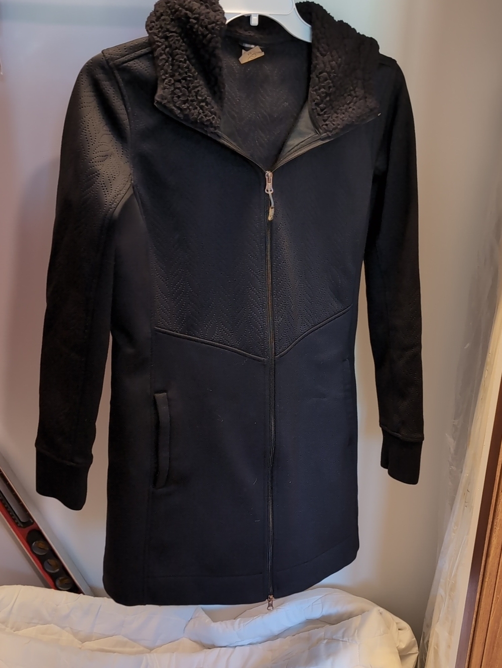 Calia Women's Black Hooded Zip-Front Coat